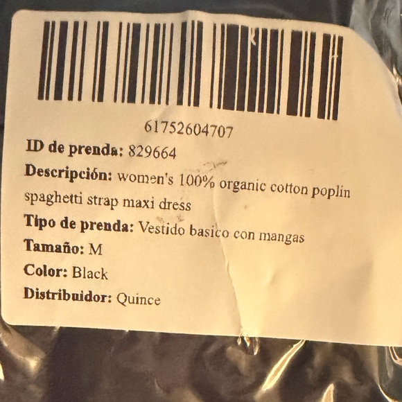 NWT QUINCE women's 100% organic cotton poplin spaghetti strap maxi dress black - Picture 9 of 9